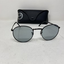 Ray-Ban NEW ROUND RB3637 002 50-21 BLACK W/ BLUE EVOLVE GLASS LENS W/ CASE