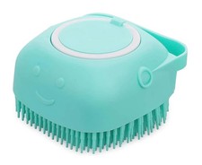 Pet Bath Massage Brush Puppy Dog Cat Grooming, Soft Blue