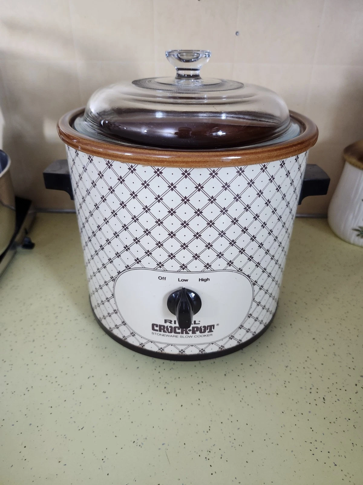 Vintage Rival Brown Plaid Lattice Quilted Crock Pot Slow Cooker 3.5 QT 3100/2