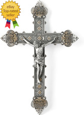 Catholic Crucifix Wall Cross Home Decor Religious Gift Vintage Silver Color Fini