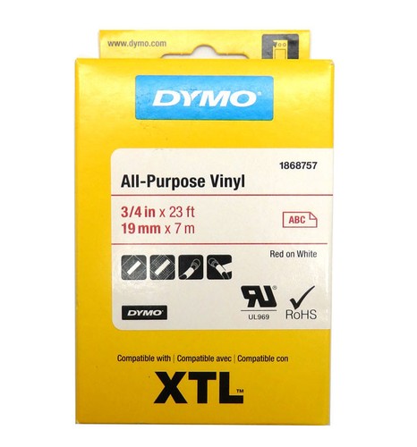 Dymo 1868752 XTL tape vinyl zwart op wit 19 mm (origineel