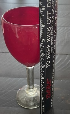 2 Vintage  Ruby Red  Wine/Water Goblets Hand Blown Holiday Entertaining