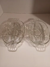 Lot Of 2 Vintage Glass Anchor Hocking Star of David Serving/Relish Dish Divided