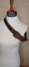 Super Vintage Sz 36 Levi's Leather Belt Orange Tag W/Blue Jean Braiding 1575 63