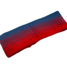 Handmade Blue  Red Fade Static Knit Ear Warmer Headband OSFM Ski Outdoor Hiking
