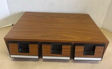 Vintage 3 Drawer 42 Audio Cassette Tape Storage Holder Case Faux Wood Grain