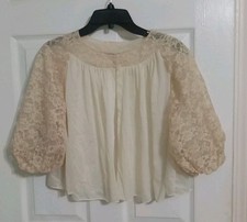 Vintage 60s Vanity Fair Bed Jacket Floral Lace Nylon Small