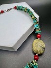 Vtg Southwestern 925 Sterling Silver Turquoise / Coral / Chunky Bead Necklace — photo 3
