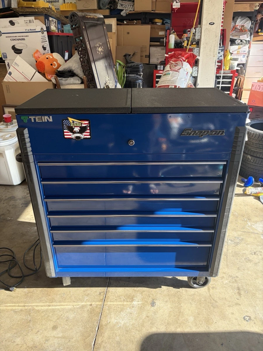 按扣蓝色车库和商店工具箱| eBay