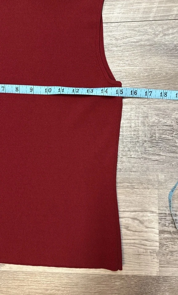 Y2K KATE HILL Top Mujer Rojo Ladrillo Tanque Cuello Alto Blusa Gorra Sin Mangas M Foto 2 de 4