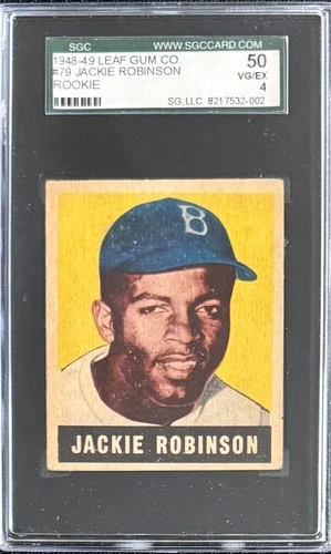 1948 Leaf Jackie Robinson #79 Brooklyn Dodgers RC HOF SGC 4 VG-EX