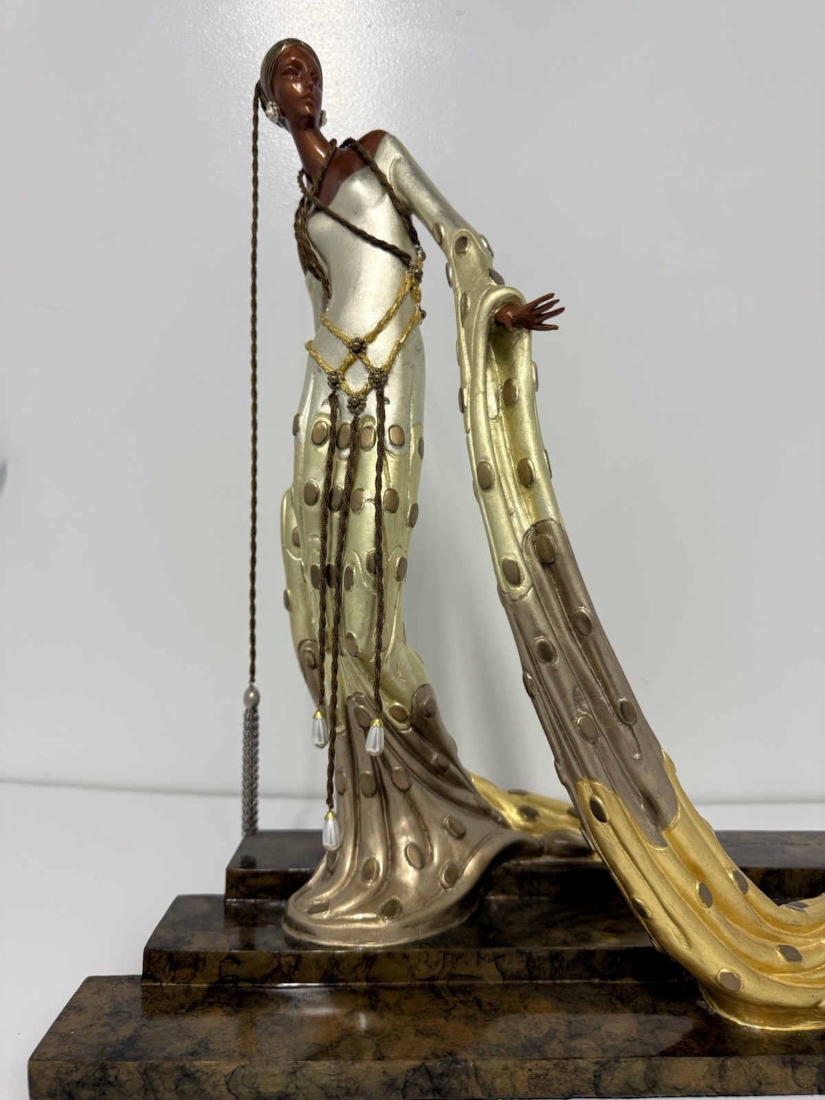 Erte (Romain de Tirtoff) Cold Painted Bronze Sculpture "Melisande" 1990 AP 31/37