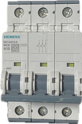 Siemens 5SY4313-5 3-Pole 13A A-Curve Miniature Circuit Breaker 400V 10kA New