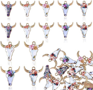 Authentic Cow Gold Plated Enamel Pendants Metal Animals Charms Pendant for Earrings DIY Je