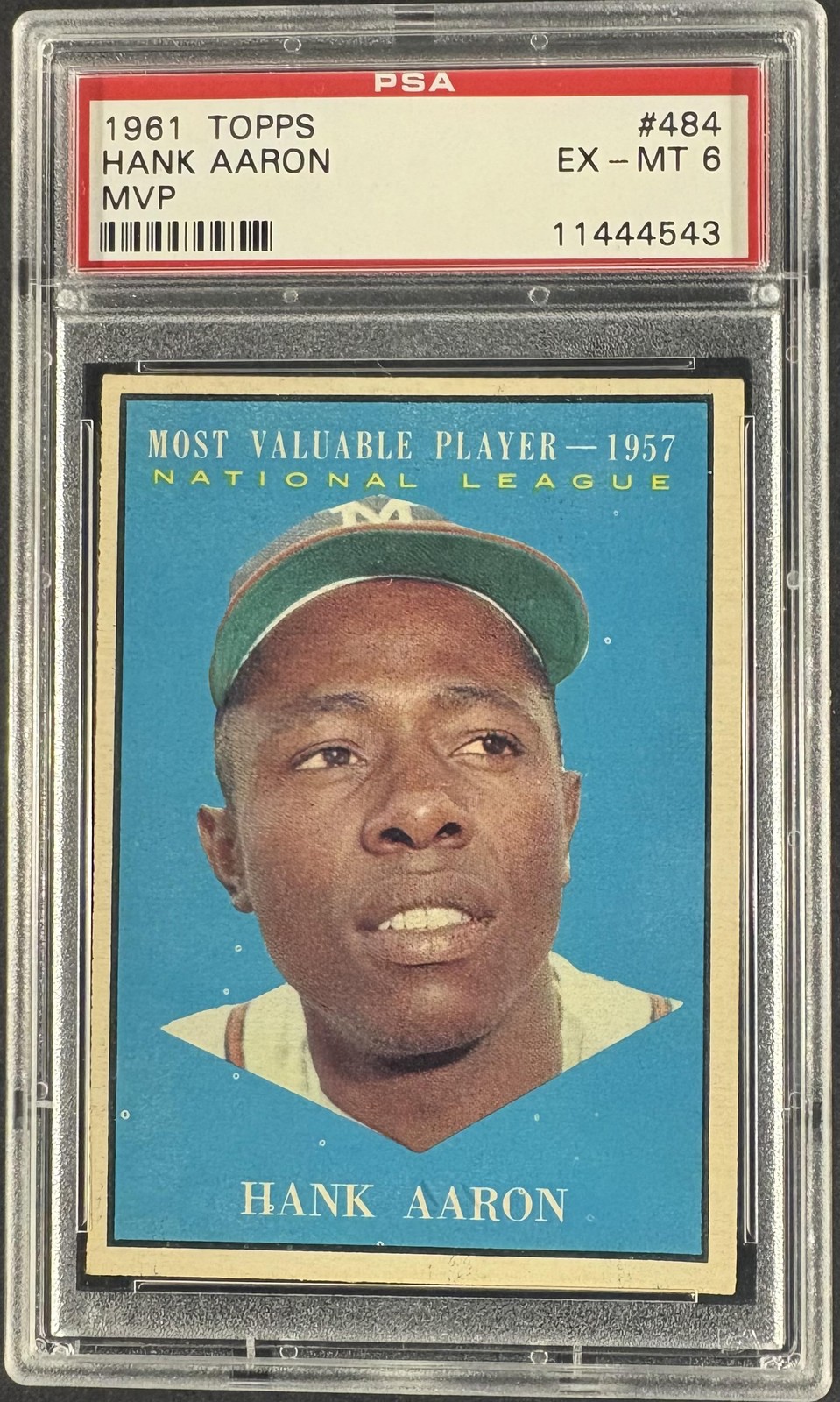1961 Topps #484 Hank Aaron MVP PSA 6 EX-MT
