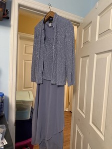 Alex Evenings Women's 3-Piece Dress & Jacket Set lavender Glitter Chiffon 12