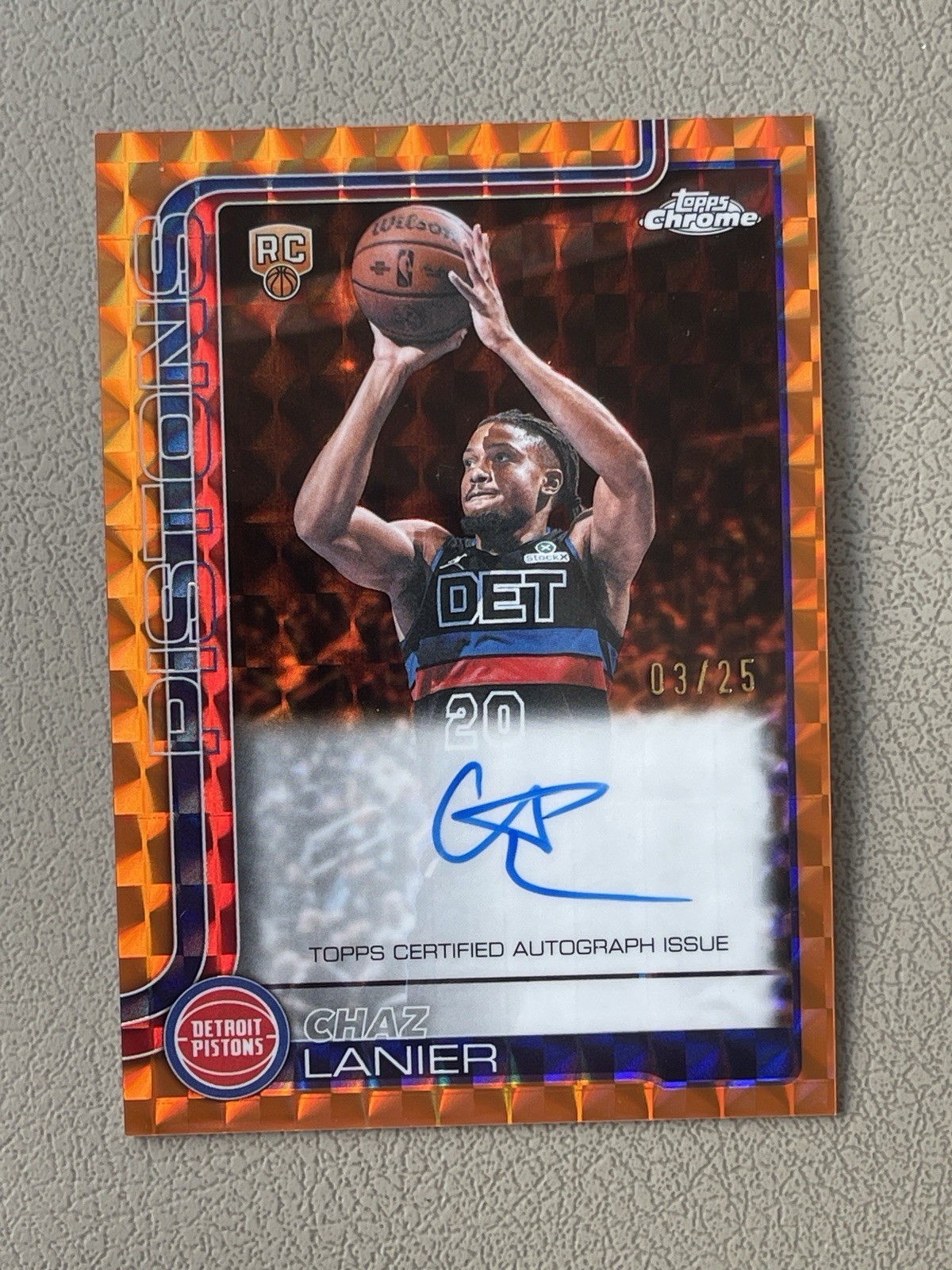 Chaz Lanier 2025-26 Topps Chrome Update Orange Geometric Rookie RC Auto /25