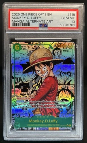 2025 One Piece Carrying On His Will Monkey D Luffy Manga Alt Art OP13-118 PSA 10