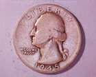 1945-S WASHINGTON QUARTER  F **302-6B