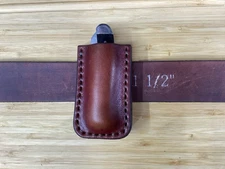 Leather Pocket Folding Knife Clip Case Sheath Mini Trapper, Canoe (Sheath Only)