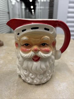 Vintage 1940s Tall Japan Santa Face Pitcher Christmas Mug Creamer