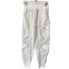 Athleta White Parachute Cargo Pants Womens Sz 0 Joggers Ruched Utility Techwear