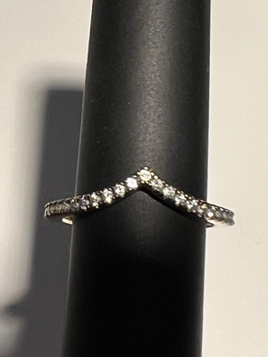 PANDORA ALE MET 52 YELLOW GOLD TONE WishBone CZ RING