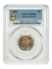 1883 5C PCGS MS64 (With CENTS) - Liberty Nickel