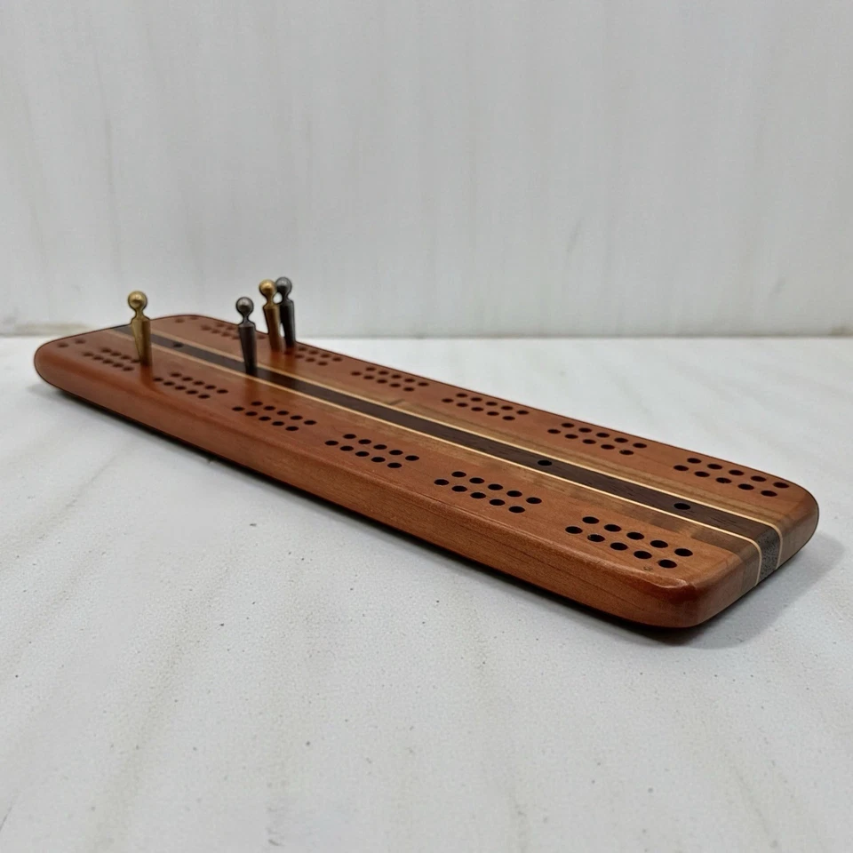 CRIBBAGE Deluxe GAME w/ Pegs Hardwood Creations Vintage Select 13" Hardwoods USA - Image 2 of 4