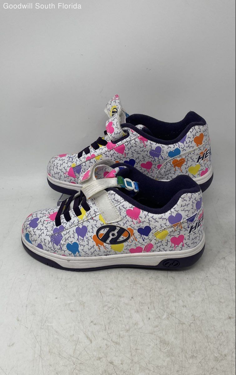 Heelys Kids Dual Up X2 White Purple Pink Hook & Loop Sneaker Shoes Size 5 Youth