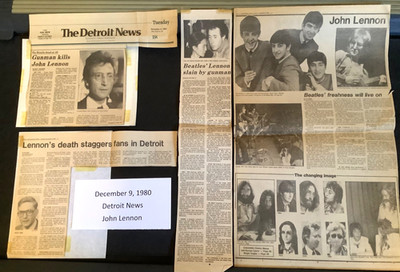 John Lennon Death Newspaper Clippings Dec 1980 Beatles Detroit News & Free Press