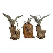 3 Seagull Bird Resin Christmas Ornaments Coastal Nautical Holiday Decor
