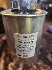 Titan Pro Trcfd4075 Motor Dual Run Cap,40/7.5 Mfd,370-440V