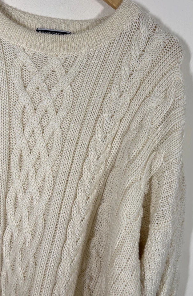 Jersey WoolOvers Estilo Aran Tejido por Cable Para Hombres 3XL XXXL Crema Lana Británica Pesado Foto 2 de 4