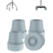 supregear Replacement Quad Cane Tips 4 Pack - 1/2 Inch Inch, Grey