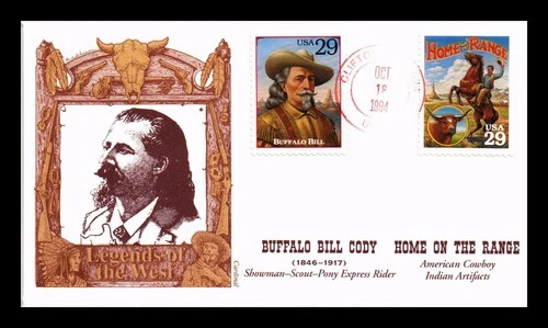 US COVER BUFFALO BILL CODY LEGENDS OF THE WEST FDC COMBO HAND CANCEL