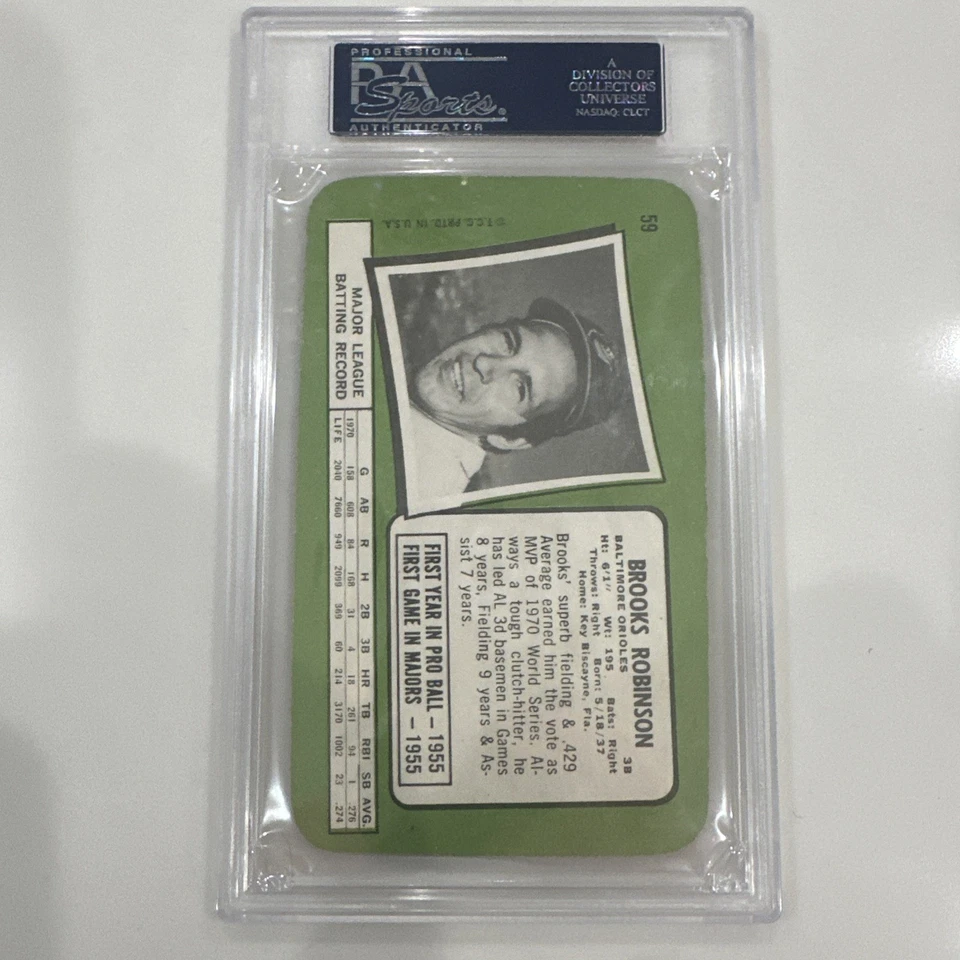 1971 Topps Super #59 Brooks Robinson - HOF Baltimore Orioles - PSA 8 - Image 2 of 2