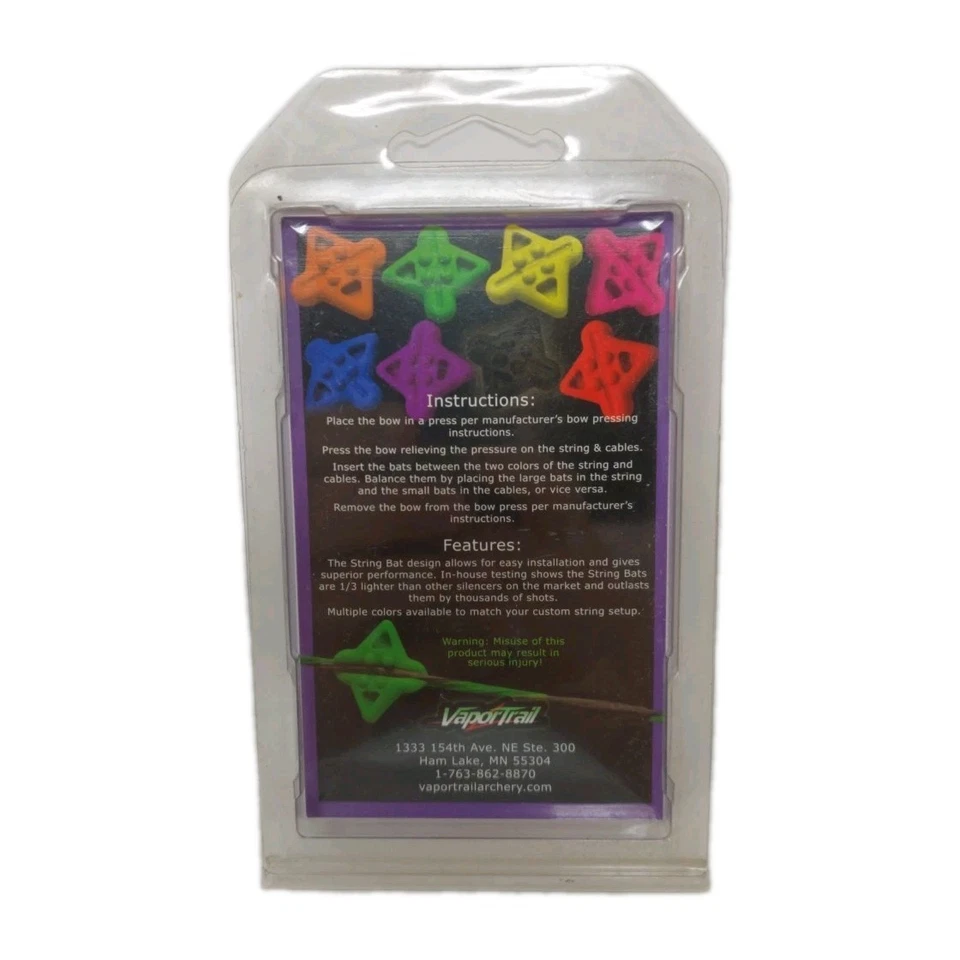 Vapor Trail Bow String Bats Silencers For Hunting & Target Archery Yellow: NOS - Image 3 of 3