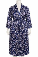 Debenhams Navy Floral Satin Dressing Gown Robe Size 10 Long Sleeve Bnwt