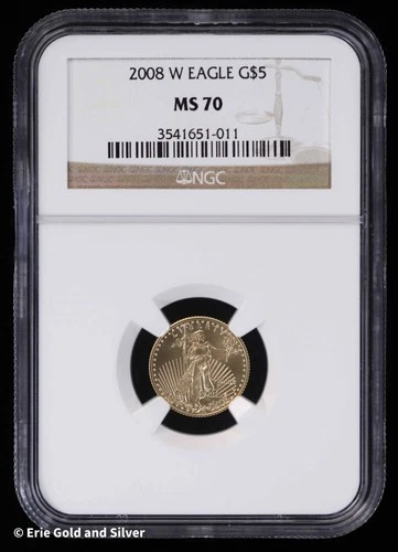 2008 W $5 Burnished 1/10 oz American Gold Eagle NGC MS 70