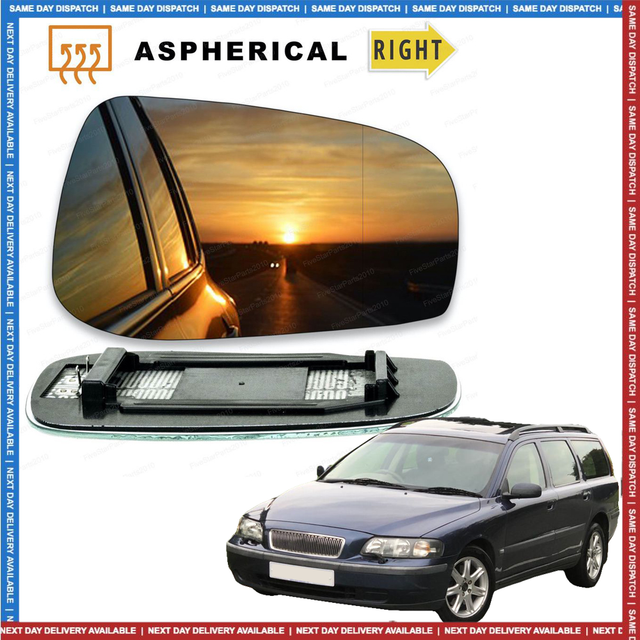 Right Side Wide Angle Replacement Wing Mirror Glass for VOLVO V70 2003