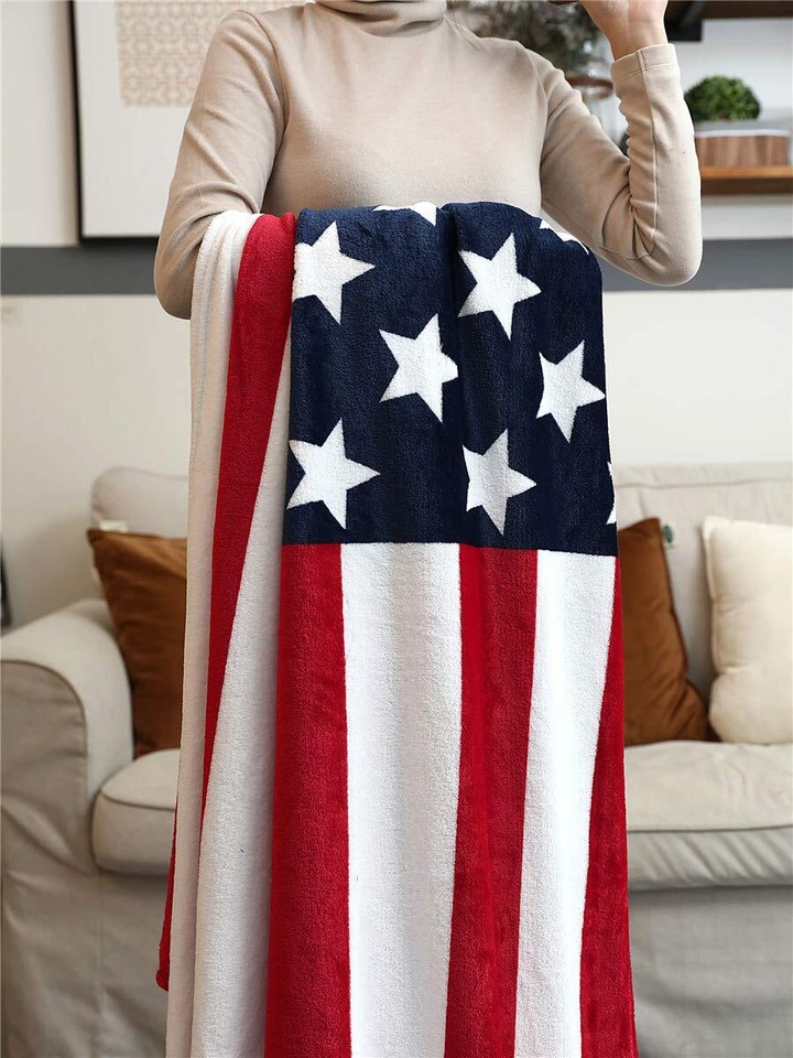 American Flag Blanket, Twin Size USA Throw Blanket 60x80 Inches, Gifts