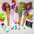 MONSTER HIGH Doll & Accessory Lot 5 Dolls Pets Clawdeen Wolf Killer Style OOB