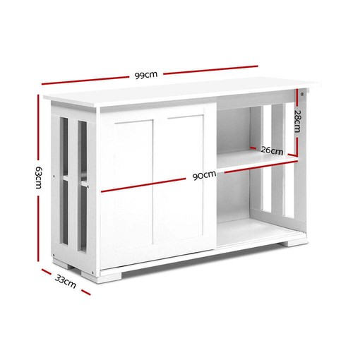 Artiss Buffet Sideboard Sliding Doors - SERA White - Picture 4 of 8
