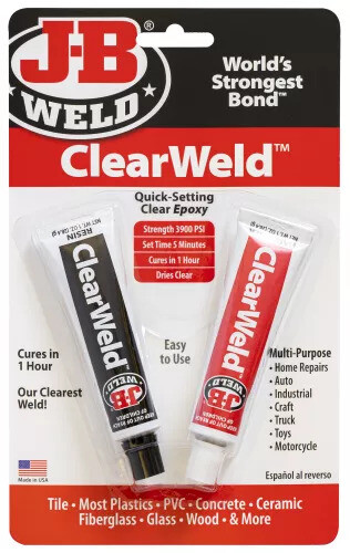 JB Weld 8212 Clear Weld 5 Min Steel Reinforced Epoxy - Strength 3900 PSI - Picture 1 of 4