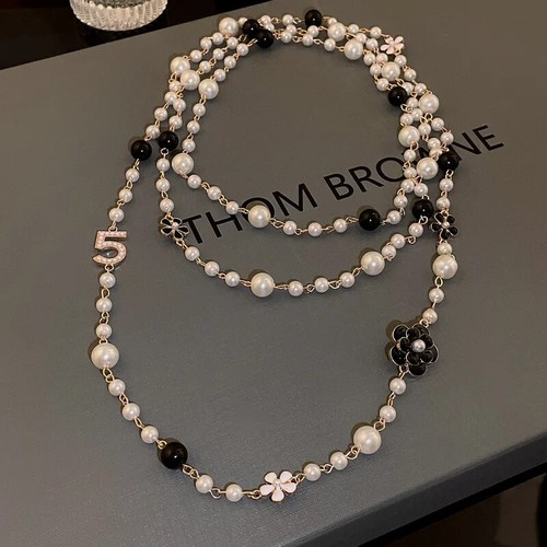 Elegante Mujeres Niñas Clásico Perla Camelia Suéter Largo Collar Moda Joyería - Imagen 8 de 16