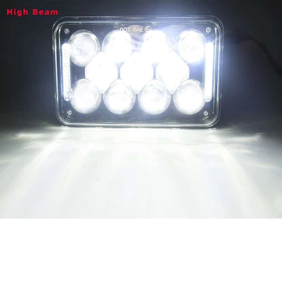 2x For Chevy S10 1994-1997 Blazer 4x6" Square LED Headlights High Low Beam w/DRL - Image 4 of 4