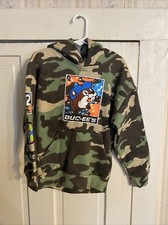 Buc-ee's Pullover Hoodie Kids XS Green Camouflage Logo Graphic Print Long Sleeve