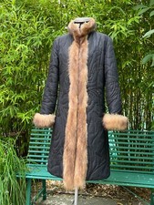 Iceberg Quilted Coat Genuine Marmot Fur Collar Trim Cuffs It 42 - Uk 10 / 12