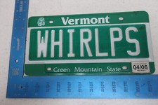 Vermont VT License Plate Tag Vanity 2006 06 Whirlpools Spa Sauna WHIRLPS